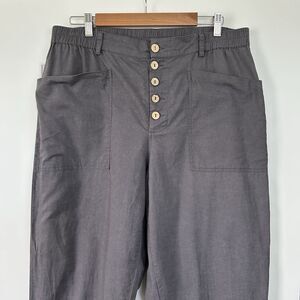 Lintico Linen Blend Simple Button Fly Pants Womens Trousers HEIDI Size XXL